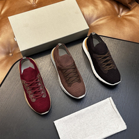 Sneakers en cuir tricoté de luxe pour hommes, style Old Money, légères, à lacets, chaussures décontractées
