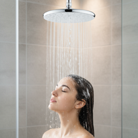 Cabezal de Ducha de Lluvia Redondo de 8 Pulgadas, Moderno y Minimalista, Superficie Cromada Pulida, Fácil Instalación para Baño de Apartamento