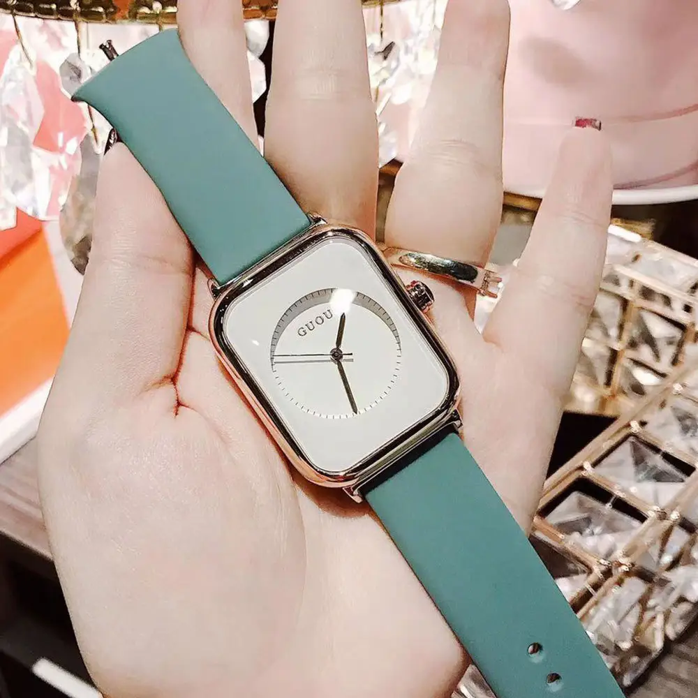 New Fashion Women Watches Minimalist Rectangle Jelly Design Ladies Quartz Watches Wristwatch Relogio Square Watch