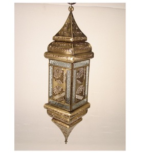 Antique <b>Gold</b> Moroccan Hanging <b>Lantern</b> for Home Decor - Product Image 1
