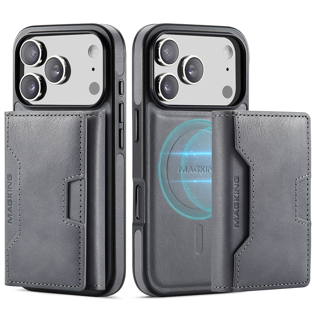 Magnetic Wireless Charging Phone Case with Card Holder for iPhone 17/17 Pro/17 Pro Max/17 Air Wallet Cover Detachable Wholesale