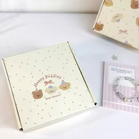 Boîte cadeau écologique recyclable épaissie avec motif ours et thé au lait, boîte pliable en papier kraft pour cadeaux, bonbons, parfums, emballage