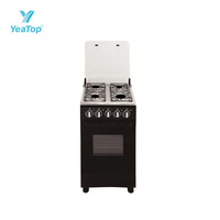 Cuisinière à gaz autonome 4 brûleurs avec four, taille 50x50cm, support en fonte, four à gaz avec ventilateur de convection, brûleurs en aluminium, appareil de cuisine
