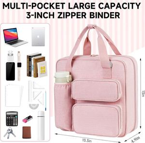 Free Sample BSCI 2 Inch Round <b>Ring</b> <b>Binder</b>, Sewn Fabric, <b>3</b> Tab Expanding File, 4 Pockets <b>Binder</b> with Zipper for School - Product Image 6