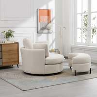 Fauteuil rond moderne, fauteuil pivotant à 360 degrés, fauteuil rembourré en forme de demi-lune, banc de rangement ottoman, fauteuil de détente, salon