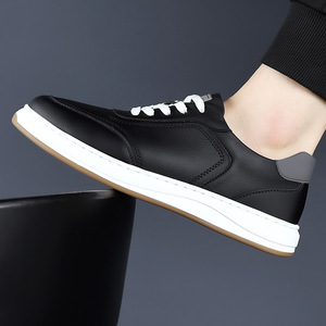 White <b>Leather</b> <b>Sneakers</b> Men Soft Sole Low Heel Casual Shoes For Leisure Walking Style - Product Image 2