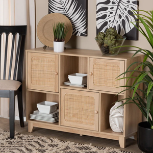 <span class=keywords><strong>Buffet</strong></span> de cuisine et de salle à manger à 3 portes en bois et rotin naturel moderne du milieu du siècle Usine de pieds coniques-<span class=keywords><strong>Buffet</strong></span> direct - Product Image 3