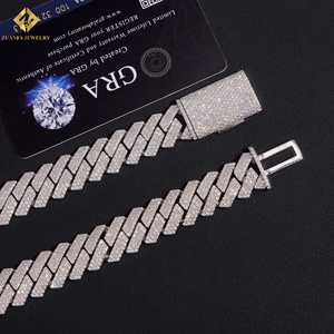 GRA Certified VVS Moissanite Figaro Chain <b>Necklace</b> 925 Silver Rhodium Plated Unisex Hip Hop <b>Statement</b> Jewelry <b>Necklace</b> for Men - Product Image 4