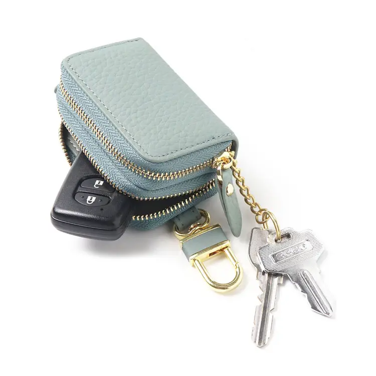 Factory Wholesale Japan Style Hot Sales Genuine Leather Card Key Bag Wallet With Zipper Key Case