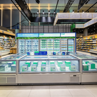 Vitrine réfrigérée combinée pour supermarché, armoire de présentation, congélateur coffre profond pour glaces et poissons