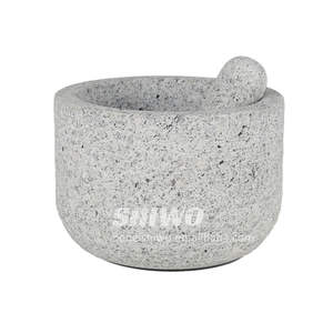 Venta caliente herramientas <span class=keywords><strong>de</strong></span> cocina gran pesado Molcajete Bowl granito mortero y Maja con tapa <span class=keywords><strong>de</strong></span> madera - Product Image 2