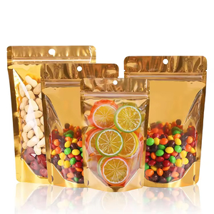 Sachets d'emballage alimentaire transparents argentés en aluminium avec fermeture éclair et fenêtre transparente, pochettes verticales en plastique refermables - Product Image 1