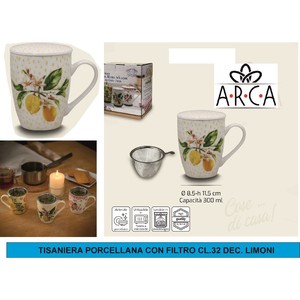 Tazza in Porcellana per Tè alle Erbe con Filtro 32 Once Tazze in Ceramica della Collezione Limone di Dicembre - Product Image 1