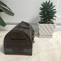 Petite boîte à trésors en bois décorative, style antique, coffre de pirate avec serrure et clé, pour bijoux, jouets, cartes de tarot, cadeau d'anniversaire
