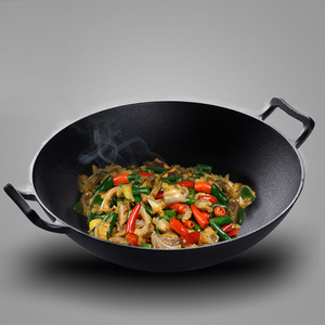 Utensilios de Cocina Tradicionales Asiáticos de Hierro Fundido con Doble Asa, <span class=keywords><strong>Wok</strong></span> Grande - Product Image 3