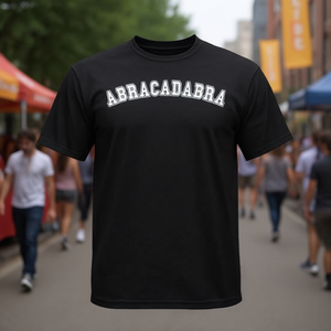 T-Shirt Magica Abracadabra Nera Unisex per Adulti, Girocollo, Manica Corta, per Attività Promozionali, Stampa Serigrafica - Product Image 3