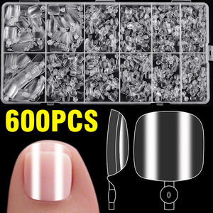 TSZS 600 pièces de <span class=keywords><strong>faux</strong></span> ongles d'orteil en <span class=keywords><strong>gel</strong></span> souple transparents, courts et carrés, extensions d'ongles d'orteil artificielles en acrylique à couverture complète - Product Image 2