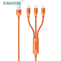 SAMZHE Cable de Carga Múltiple USB-A a Tipo-C/L de 1.5m y 100W, Cable Trenzado de Carga Rápida de 6A para iPhone 14/13, iPad, CarPlay, Android, Xiaomi