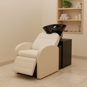 Silla de champú portátil, cerámica negra, tazón de champú con <span class=keywords><strong>accesorios</strong></span>, base MDF negra, WL-U3307 de belleza - Product Image 2