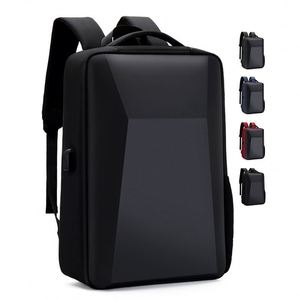 New Design Unisex Laptop <b>Backpack</b> USB Smart Feature EVA Hard Shell Zipper Closure <b>Black</b> Waterproof Business Travel Bag Oxford - Product Image 1