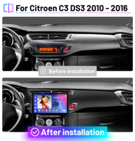 Radio Android para Auto con Carplay y Android Auto Inalámbrico, 8 Núcleos, 4G Wifi, Multimedia, 2 Din, para Citroen C3 DS3 2010-2016