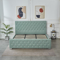 Échantillon gratuit de tissu privilégié Bouton en cristal rembourré Tufté Lit Queen Simple Double Luxe Lit Complet Cama King Size