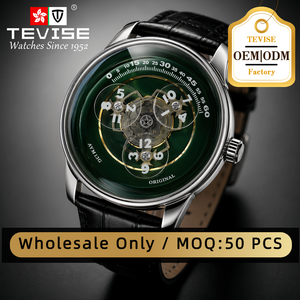 TEVISE 2026 Orologio Sportivo Meccanico Automatico <span class=keywords><strong>da</strong></span> <span class=keywords><strong>Uomo</strong></span> con Logo Personalizzato, Cinturino in Vera Pelle, Impermeabile 5BAR - Product Image 1