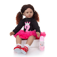 Fashion Boutique Reborn Doll 24 Zoll Simulierte Baby puppe Silikon Reborn Doll Mit Langem Haar Silikon Reborn Baby