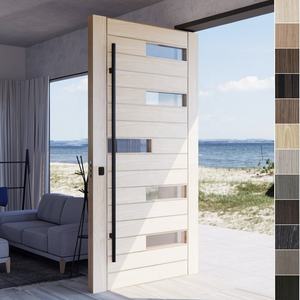 Porte pivotante en bois massif de style américain moderne antivol pour entrée principale, portes d'entrée de villa, appartement, extérieur - Product Image 2