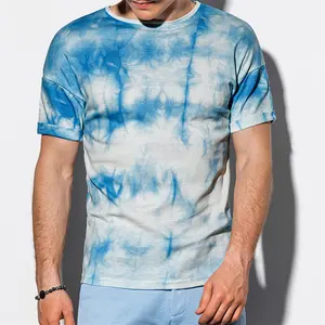 Wholesale Manufacturer Summer Streetwear 300Gsm 65% Polyester 35% tie dye print Cotton Bamboo Tie-Dye T-Shirt