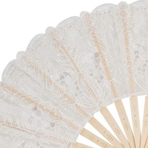 Elfenbein Spitze Faltbare Hand fächer Gestickte Blumen Muster Hand fächer für Kostüm Hochzeiten Tanz party DIY Braut Hand Fan - Product Image 2
