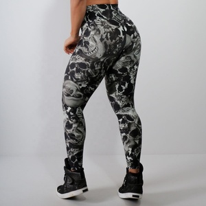 Leggings sans couture respirants multicolores en Spandex/Nylon pour femmes, doux, taille haute, effet ventre plat, pour le sport, l'entraînement, la gym et le yoga - Product Image 4