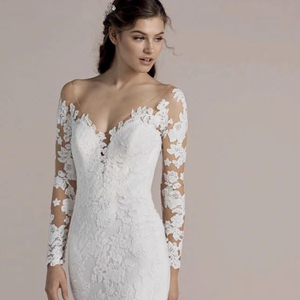 S2631L Nouvelle Robe de Mariée Sirène Élégante 2026 à Col en V, Broderie Dentelle, Taille Ornée de Diamants Brillants et Broderie Dentelle Scintillante - Product Image 1