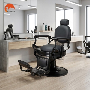 Fauteuil de Salon Vintage Noir Inclinable Hydraulique pour Hommes - Poste de Coiffure - Product Image 1