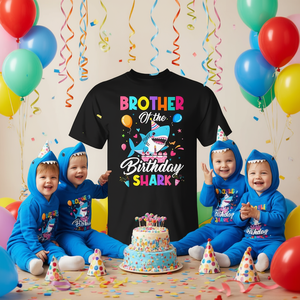 T-shirt Brother Of The Birthday Shark, vêtements de groupe pour fête de famille - Product Image 3