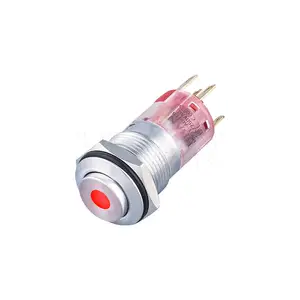 12v iluminação ponto vermelho 1NO1NC aço inoxidável levou interruptor momentâneo botão 16mm alta rodada
