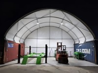 Abri dôme robuste pour conteneurs, structure en acier galvanisé, bâche en PVC anti-déchirure pour usage industriel et agricole