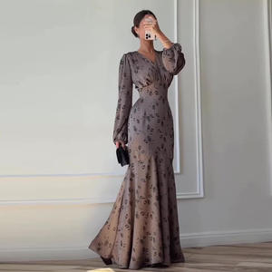 Abito Casual da Donna in Poliestere con Scollo a V, Maniche Lunghe e Vita Sottile, Nuovo Stile Elegante e di Carattere, per il Commercio Transfrontaliero - Product Image 6