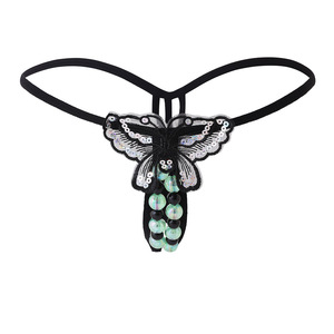 Ding Zhi Mei Sexy <b>Thong</b> Underwear With Beads And Sequin Butterfly Design For Women Intimates Accessories - Product Image 5