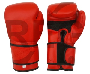 Fashion PU Leather Boxing <b>Gloves</b> for Training Martial Arts New Black Red OEM Logo Thai Color Material Adults People Origin <b>Type</b> - Product Image 1