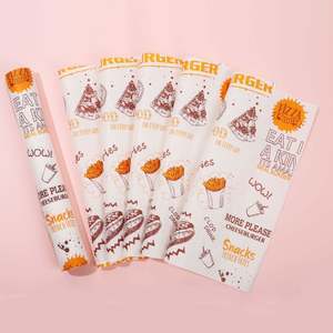 Papier d'emballage alimentaire anti-graisse imprimé sur mesure, feuilles d'emballage pour hamburgers, tacos, sandwichs, pour les services de restauration à emporter - Product Image 2