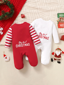 Factory Wholesale 100% Cotton Bodysuit Rompers Set for New Born <strong>Baby</strong> Casual Style <strong>Winter</strong> <strong>Clothes</strong> 2Pcs ODM Supply for Christmas - Product Image 2