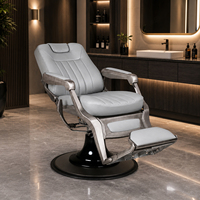 Fauteuil de barbier JOXIN avec repose-jambes intégré et mousse haute densité, fauteuil de barbier hydraulique pour les intérieurs classiques de salons de coiffure