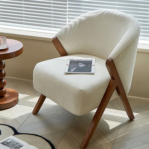 Orangefurn Nordic White Minimalist Style Living Room <strong>Chair</strong> Tufted Solid Wood Base Fabric Cushion <strong>Cover</strong> for Hotels and Leisure - Product Image 2
