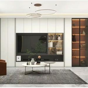 Meuble TV mural avec design moderne, meuble de salon, meuble TV noir - Product Image 6