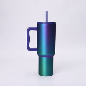 Double Wall <b>Car</b> H4.0 Handle Travel Tumbler 40oz <b>Mug</b> Lid Straw Anti-Slip OEM Custom Brand ODM - Product Image 4