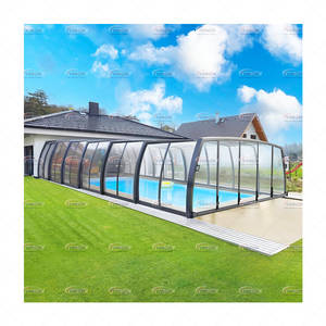 Véranda de restaurant pliable rétractable du Guangdong, couverture de <span class=keywords><strong>piscine</strong></span> coulissante automatique en polycarbonate, toit <span class=keywords><strong>plat</strong></span> pour maison ou hôtel - Product Image 5