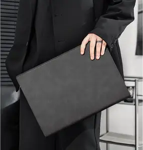 Cartella in pelle PU intervista riprendi Notebook Holder, raccoglitore portafoglio in pelle formato A4 per uomo e donna, grigio