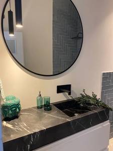 Lavabo Flotante de Mármol Nero Marquina de Lujo |   Encimera de Baño Integrada de Mármol Negro |   Piedra Natural Personalizada y Duradera - Product Image 5
