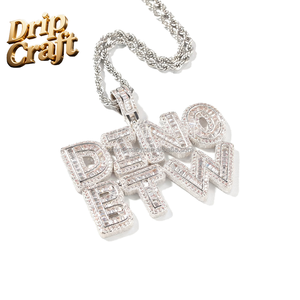 Collar de cadena unisex de cobre chapado en oro con colgante de letra <span class=keywords><strong>DIY</strong></span> estilo DC Drip Hip Hop <span class=keywords><strong>Rock</strong></span> Candy, personalizable con circonita - Product Image 6